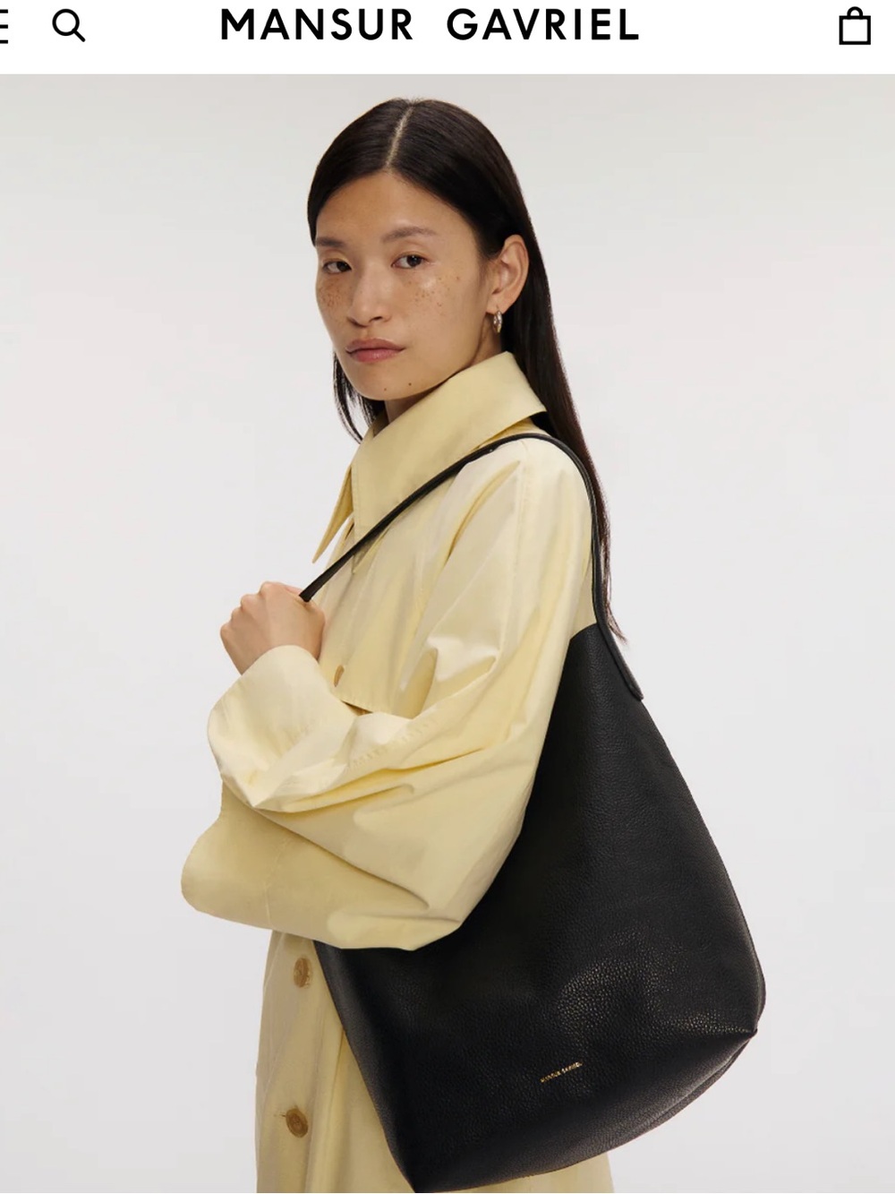 NWT Mansur Gavriel everyday cabas tote BLACK pebbled leather tote bag